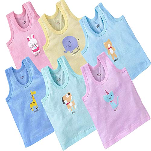 REVOLTEK Printed Vest baniyan Cotton Inner wear for Baby Summer wear Cloth Sleeveless Undershirts for Kids Sando ganji Tank-Tops Toddler Girls/Boys Pack of 5