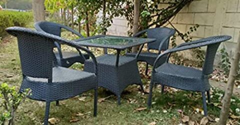 Artic Fashion D-8 Indoor Outdoor Living Room Balcony Garden Chair Table Set 4 Chair + 1 Table Furniture Set| Coffee Chair Table Set| Powder Coated|