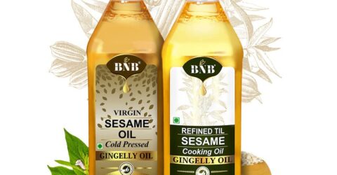 BNB Virgin & Refined Sesame Oil 2 Liter Healthy Monthly Combo Pack | Til Oil | Gingelly Oil | Cooking Oil | Low Trans-Fat | Non-Sticky | High in MUFA & PUFA | Helps To Maintain Cholesterol Level