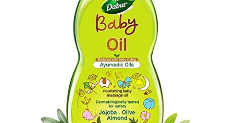 Dabur Baby Oil: Non - Sticky Baby Massage Oil with No Harmful Chemicals | Contains Jojoba, Olives & Almonds | Hypoallergenic & Dermatologically Tested with No Paraben & Phthalates - 200 ml