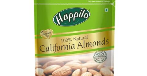 Happilo 100% Natural Premium California Dried Almonds 500g Pack Pouch | Premium Badam Giri | High in Fiber & Boost Immunity | Real Nuts | Gluten Free