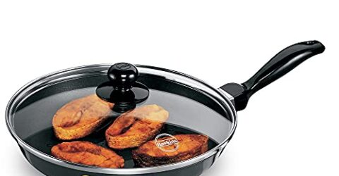 Hawkins Futura 26 cm Frying Pan, Non Stick Fry Pan with Glass Lid, Frypan, Black (NF26G)