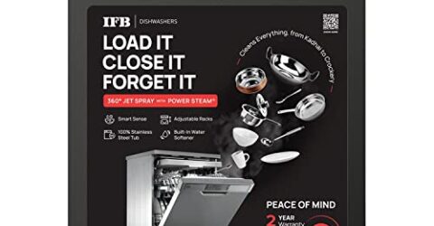 IFB 16 Place Settings ‎Hot water wash Free Standing Dishwasher (Neptune VX2 Plus, Inox Grey, In Built Heater with Turbo Drying, Perfect for Indian Utensils)