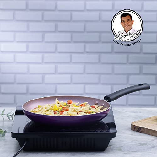 Wonderchef Valencia Non-Stick Fry Pan | Induction Friendly | Cool Touch Bakelite Handle | Pure Grade Aluminium| PFOA Free | 1.5 litres Capacity | Size 24 cm | 1 Year Warranty | Purple